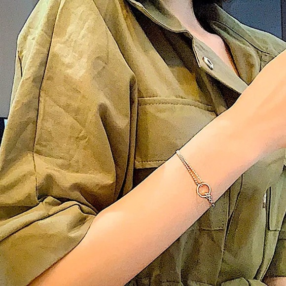 Rose Gold Plated Minimalist Bracelet, Irregular, Geometric, Dainty - Picture 2 of 7